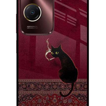 Midnight Cat Vivo Y28s 5G Glass Case