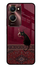Midnight Cat Vivo Y28s 5G Glass Case