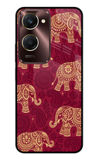 Maroon Elephant Vivo Y28s 5G Glass Case