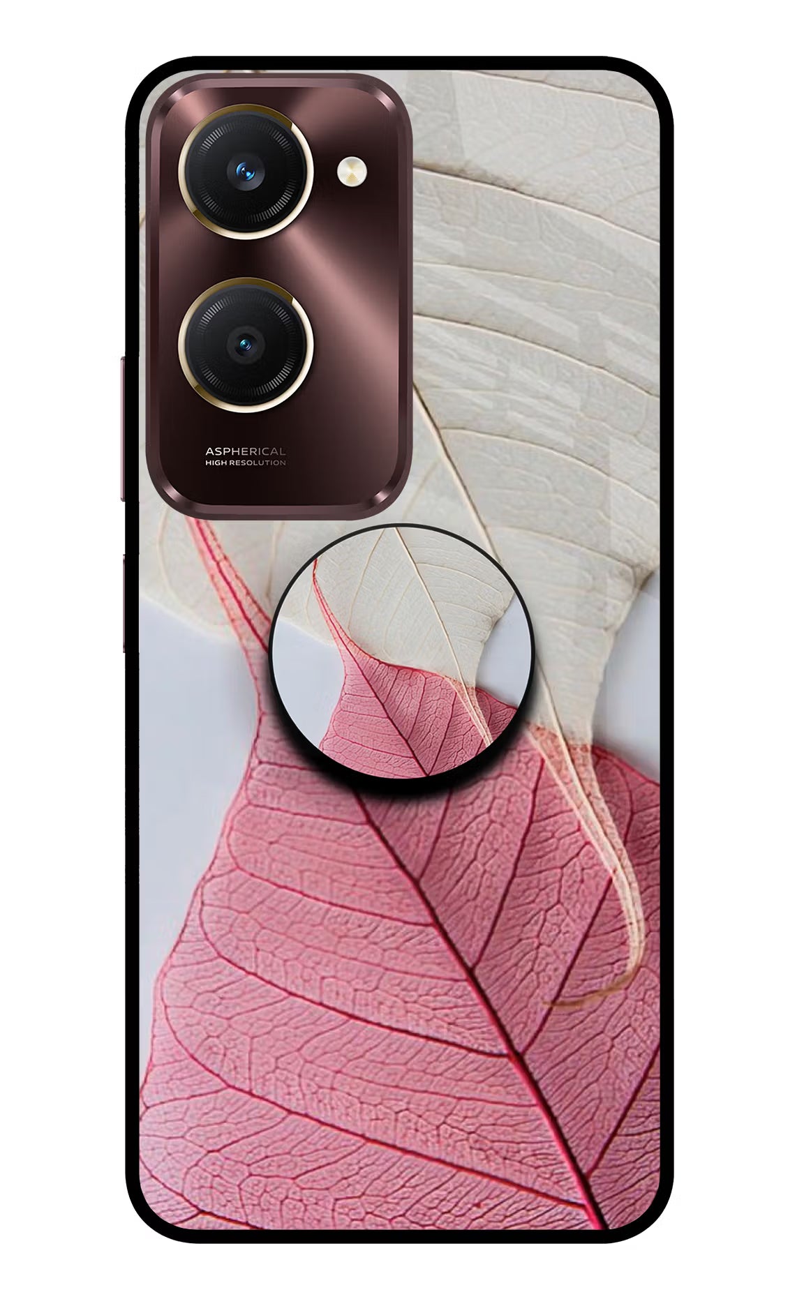 White Pink Leaf Vivo Y28s 5G Pop Case by Casekaro