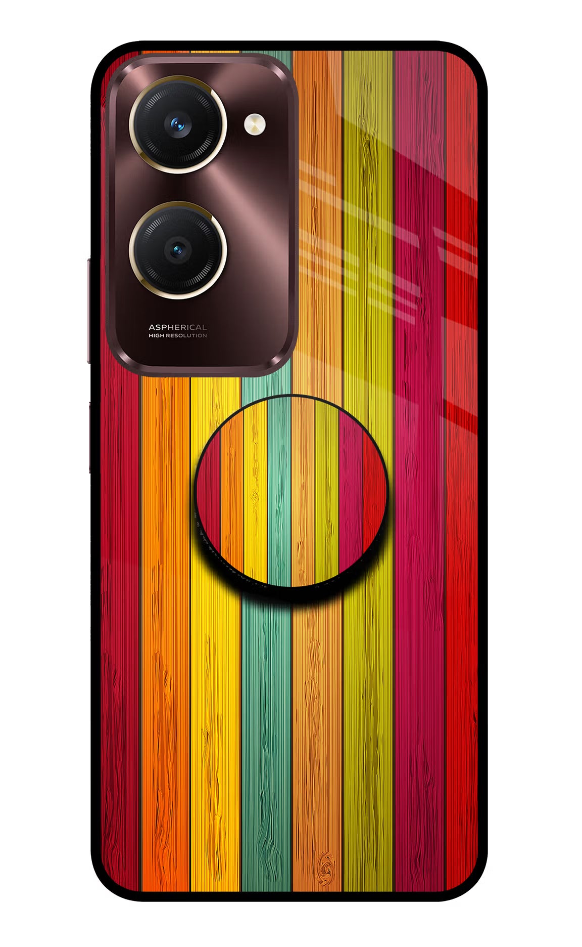 Multicolor Wooden Vivo Y28s 5G Pop Case by Casekaro