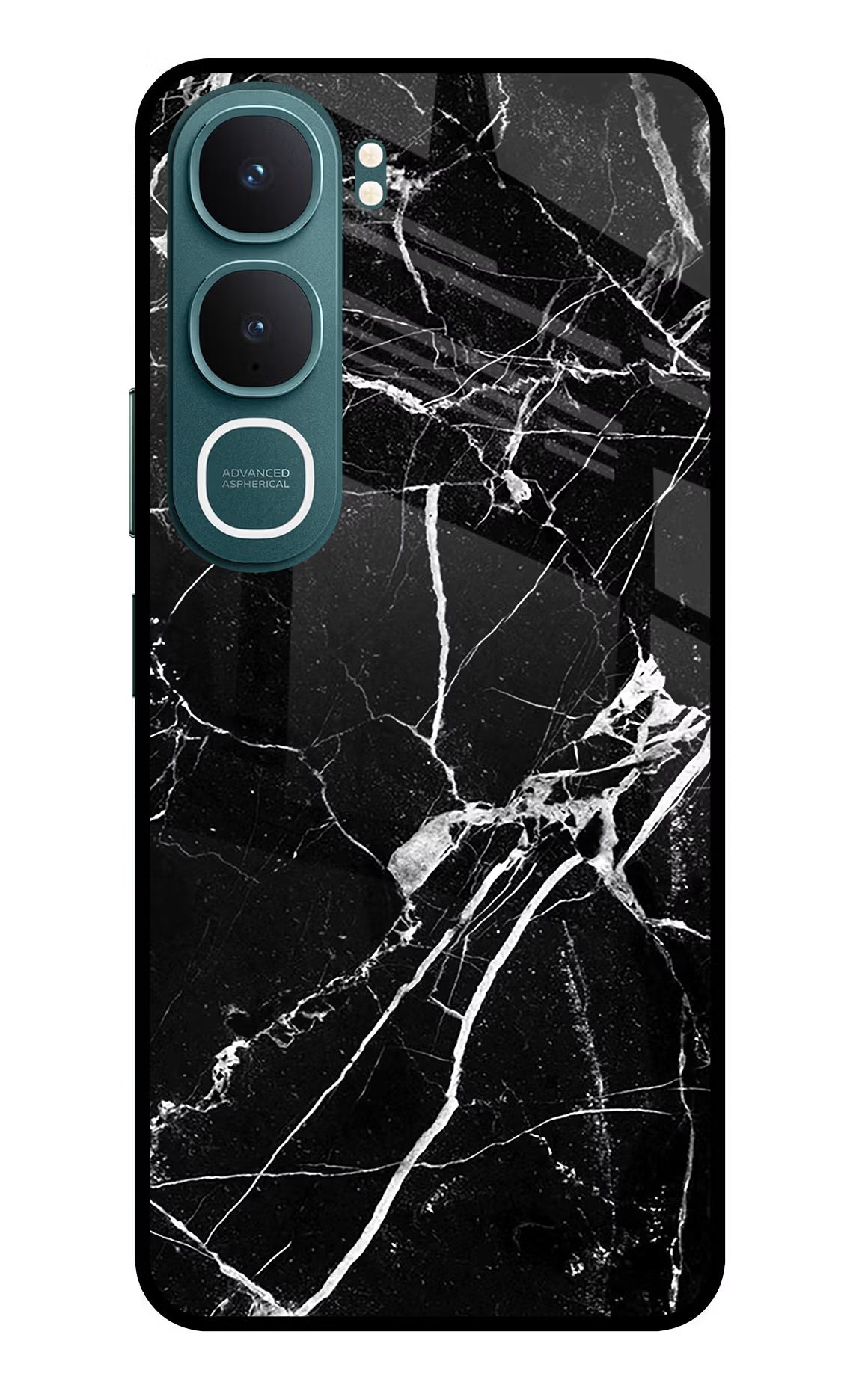 Black Marble Pattern Vivo Y31 5G Glass Case