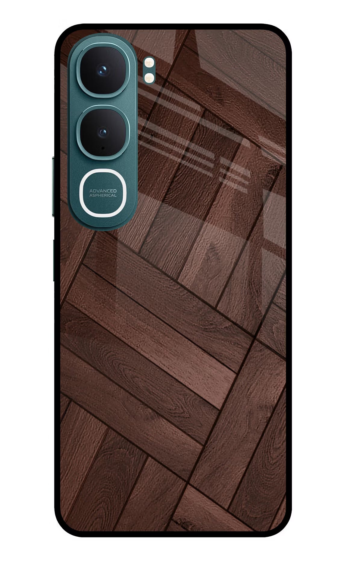 Wooden Texture Design Vivo Y31 5G Glass Case Back Cover by Casekaro