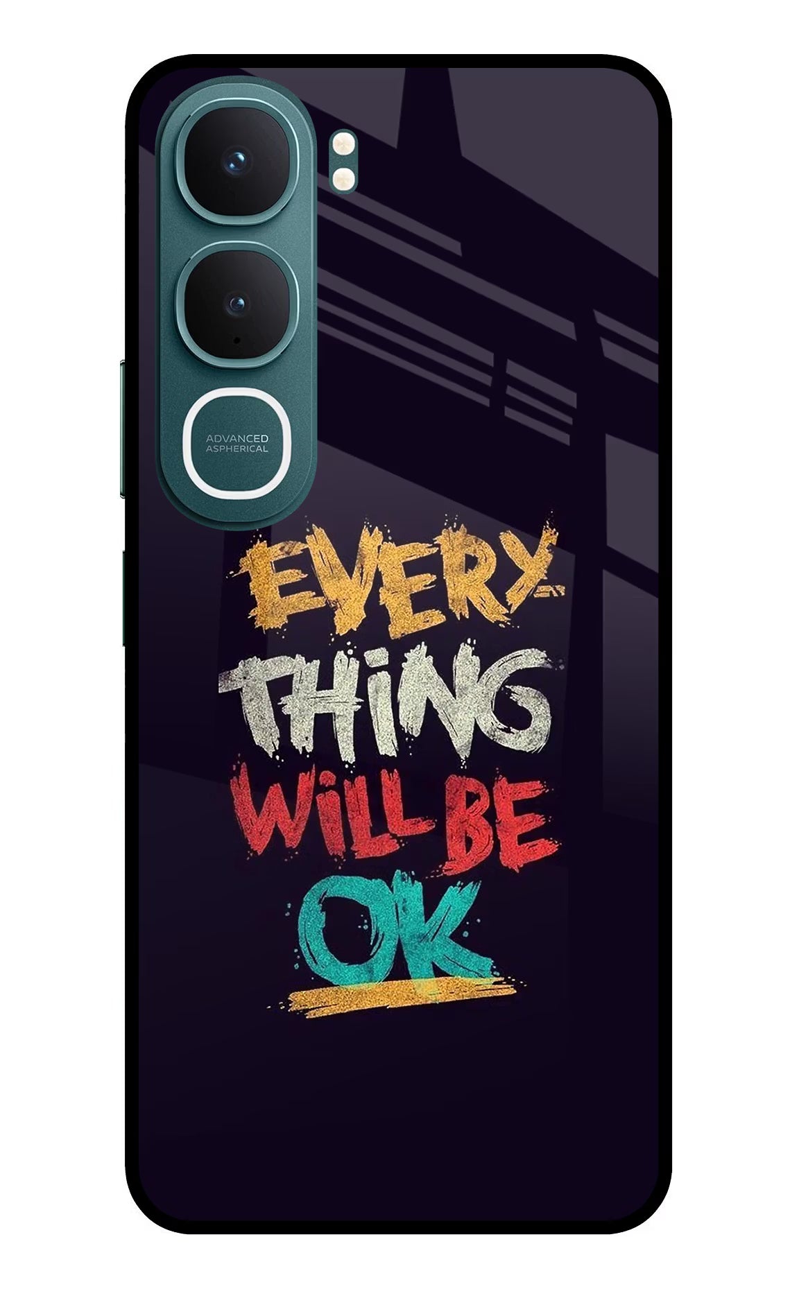 Everything Will Be Ok Vivo Y31 5G Glass Case Back Cover by Casekaro