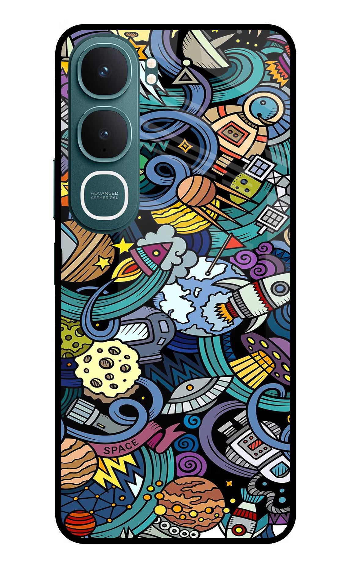 Space Abstract Vivo Y31 5G Glass Case Back Cover by Casekaro