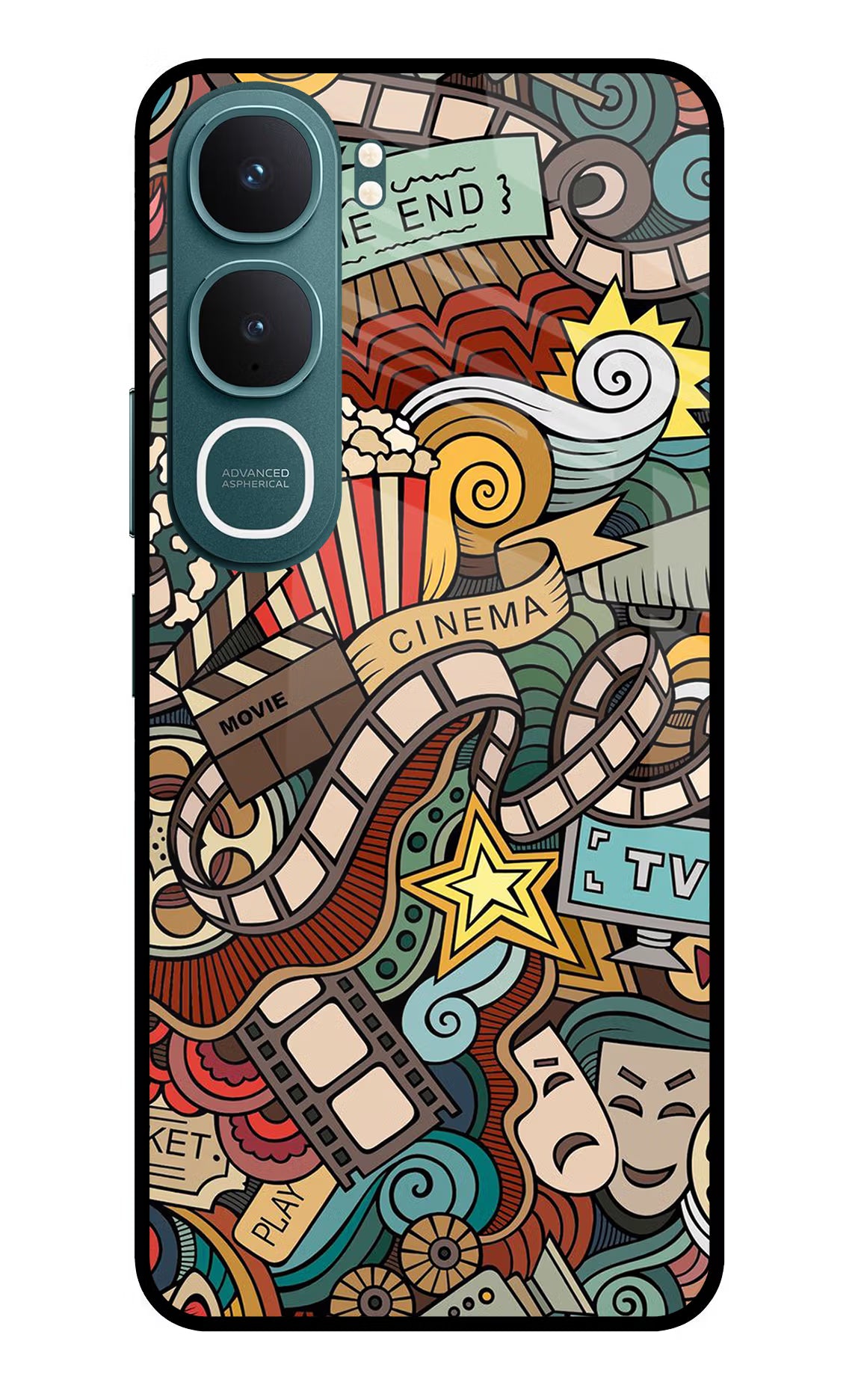 Cinema Abstract Vivo Y31 5G Glass Case Back Cover by Casekaro