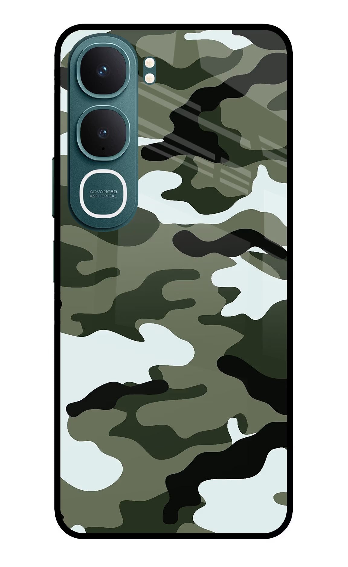 Camouflage Vivo Y31 5G Glass Case Back Cover by Casekaro