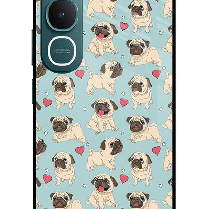 Pug Dog Vivo Y31 5G Glass Case Back Cover by Casekaro