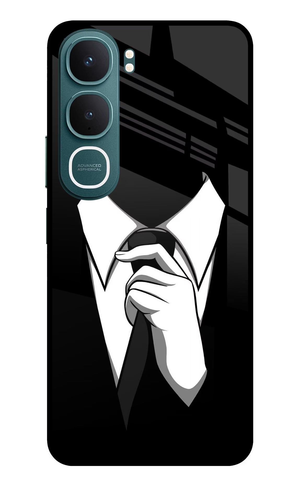 Black Tie Vivo Y31 5G Glass Case Back Cover by Casekaro