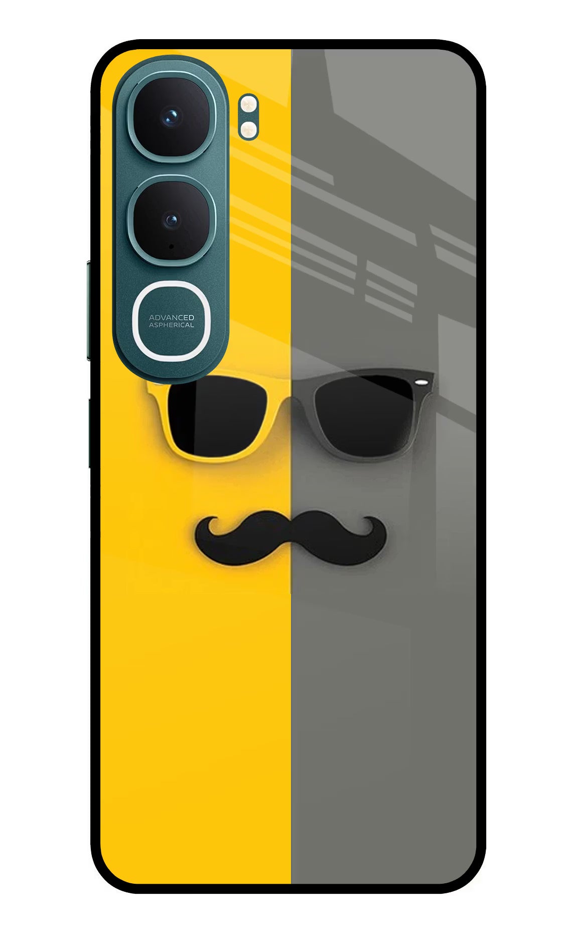 Sunglasses with Mustache Vivo Y31 5G Glass Case