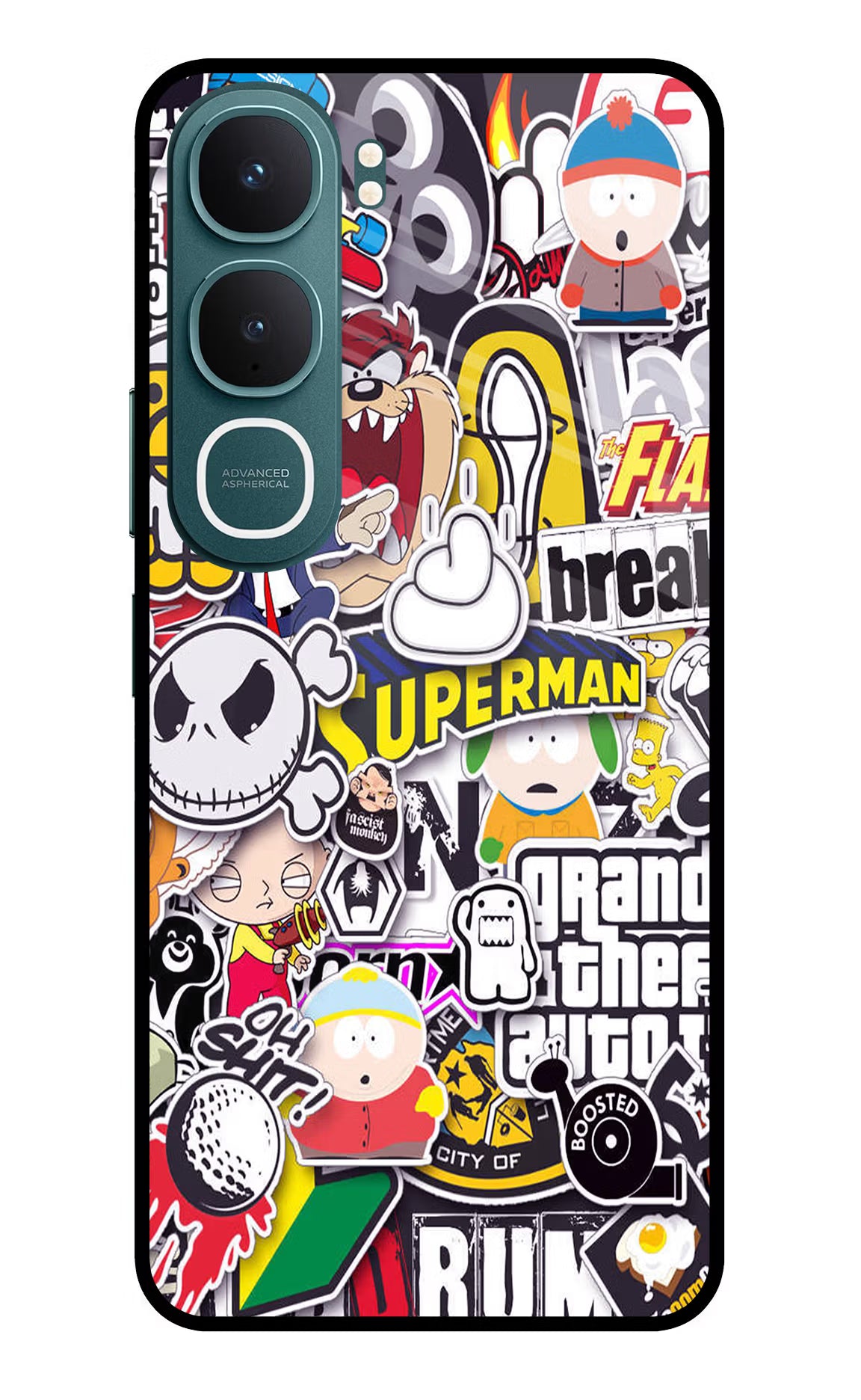 Sticker Bomb Vivo Y31 5G Glass Case