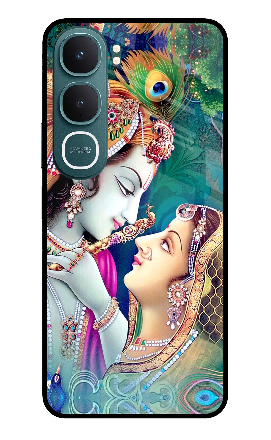 Lord Radha Krishna Vivo Y31 5G Glass Case Back Cover by Casekaro
