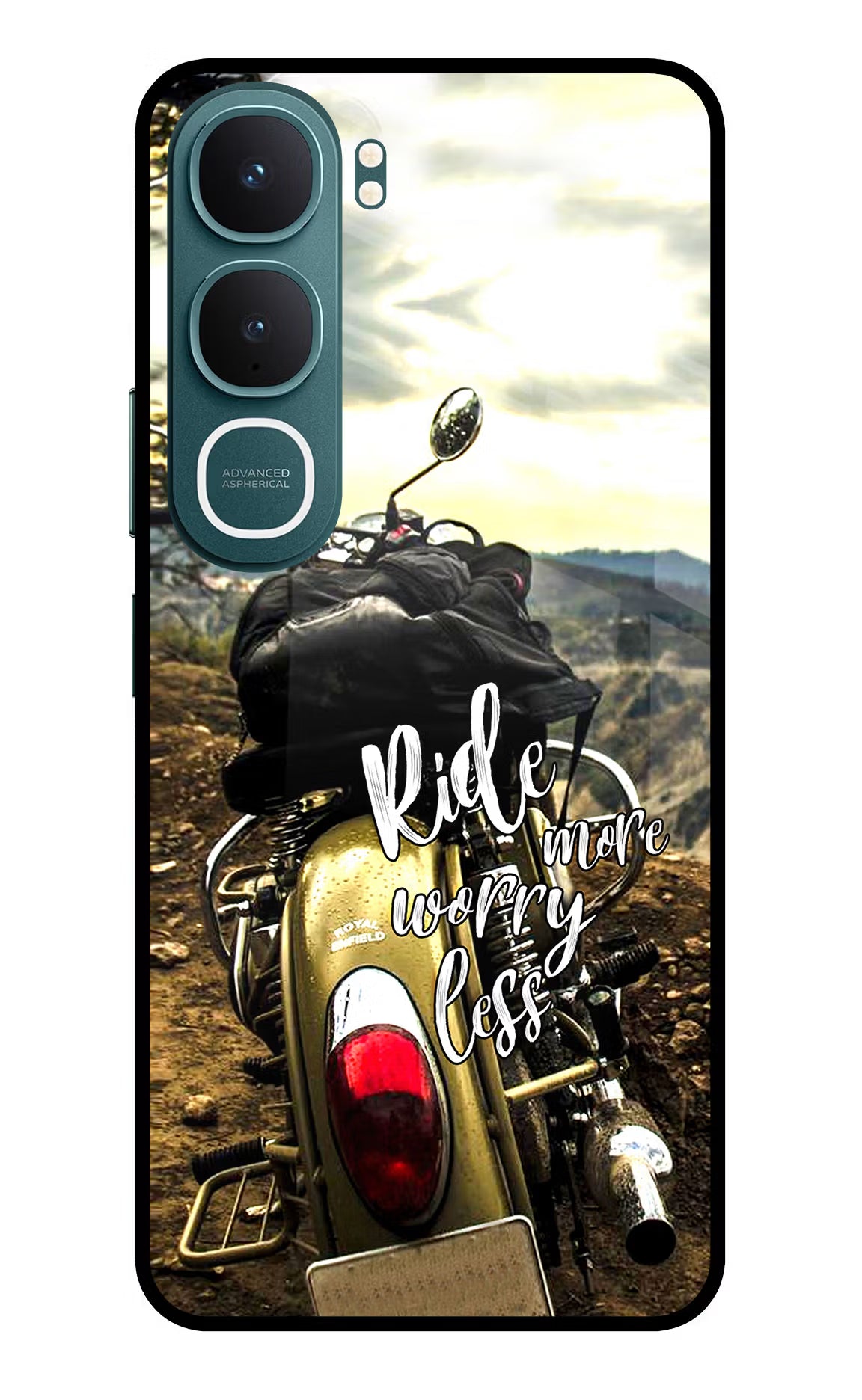 Ride More Worry Less Vivo Y31 5G Glass Case Back Cover by Casekaro
