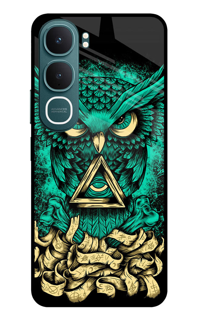 Green Owl Vivo Y31 5G Glass Case Back Cover by Casekaro