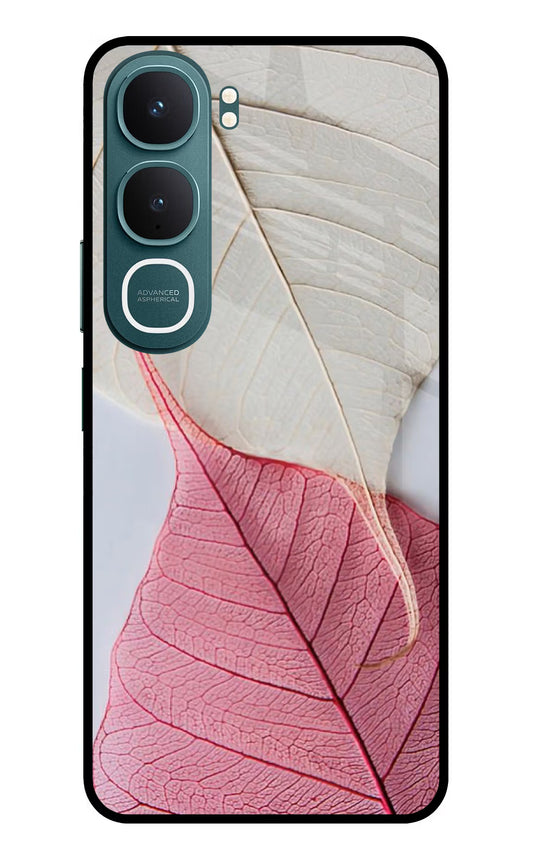 White Pink Leaf Vivo Y31 5G Glass Case