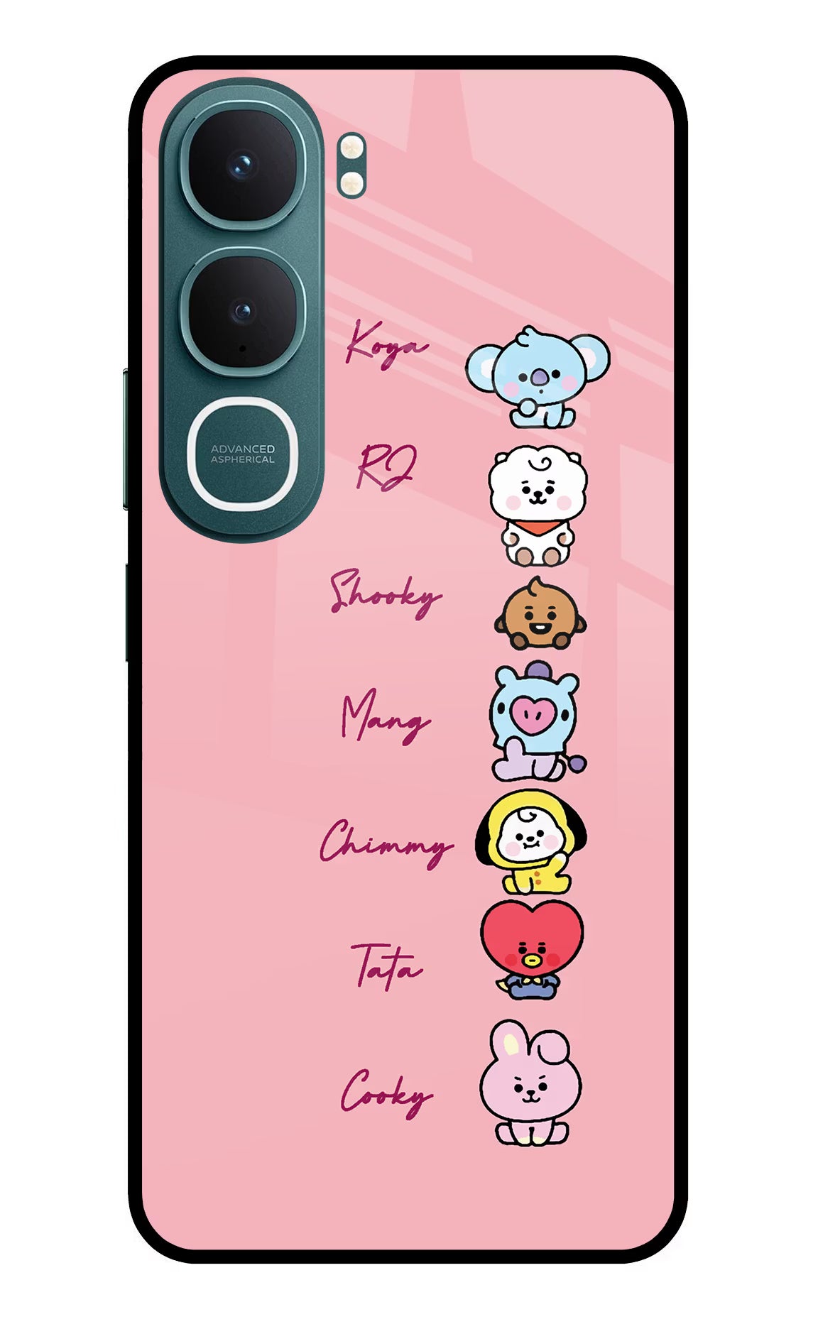 BTS names Vivo Y31 5G Glass Case Back Cover by Casekaro