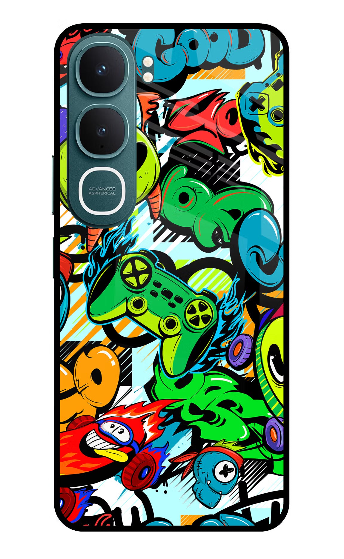 Game Doodle Vivo Y31 5G Glass Case Back Cover by Casekaro