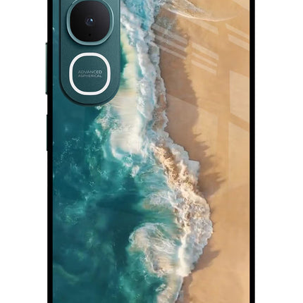 Ocean Beach Vivo Y31 5G Glass Case Back Cover by Casekaro