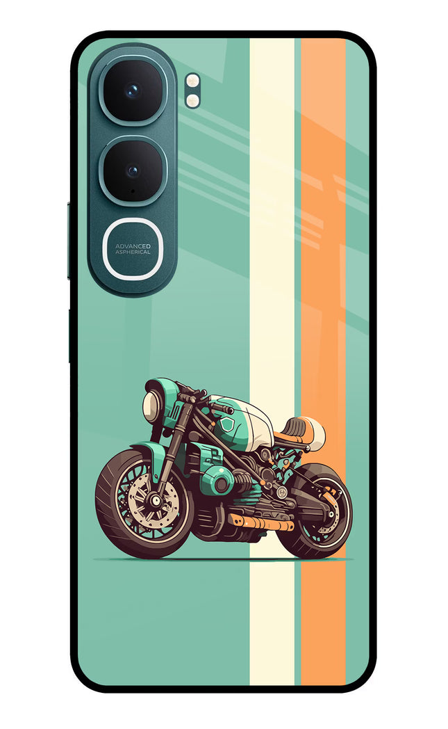 Striped Moto Drift Vivo Y31 5G Glass Case Back Cover by Casekaro