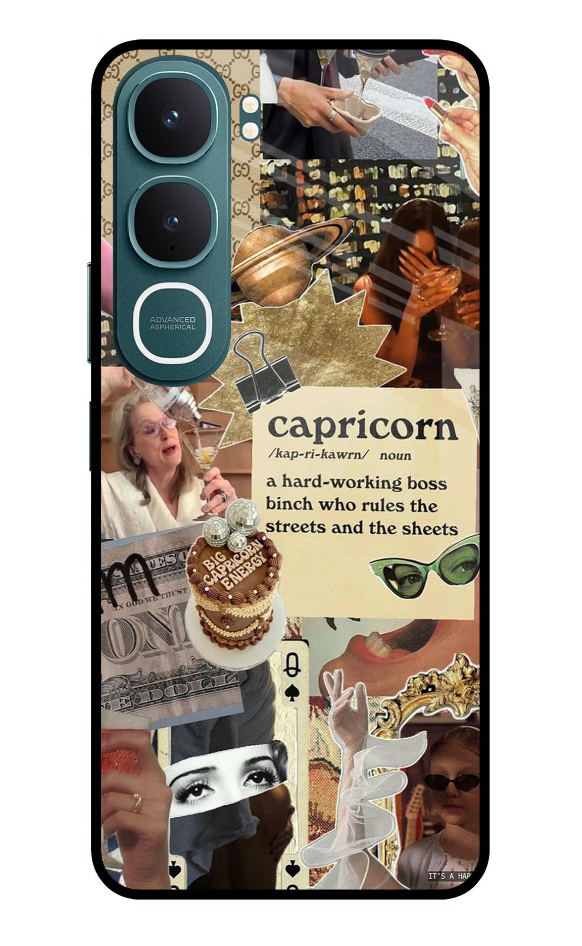 Capricorn Zodiac Vivo Y31 5G Glass Case Back Cover by Casekaro