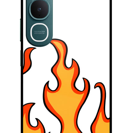 Fired Up – White Vivo Y31 5G Glass Case Back Cover by Casekaro