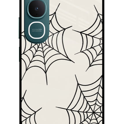 Spider Web Vivo Y31 5G Glass Case Back Cover by Casekaro