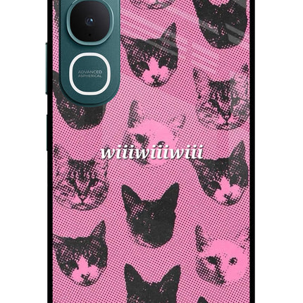 Pink Cats Vivo Y31 5G Glass Case Back Cover by Casekaro