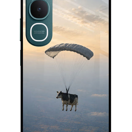 Skydiving Cow Vivo Y31 5G Glass Case