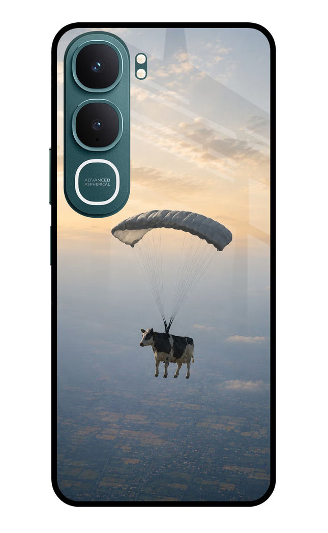 Skydiving Cow Vivo Y31 5G Glass Case