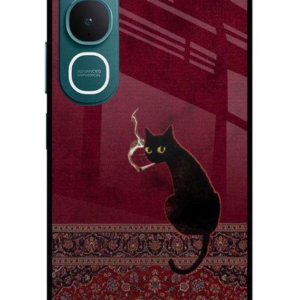 Midnight Cat Vivo Y31 5G Glass Case