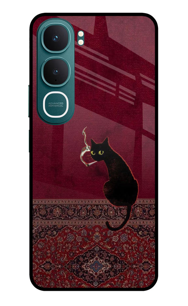 Midnight Cat Vivo Y31 5G Glass Case