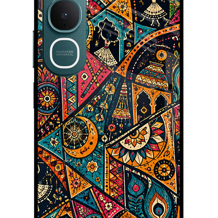 Folk Print Vivo Y31 5G Glass Case