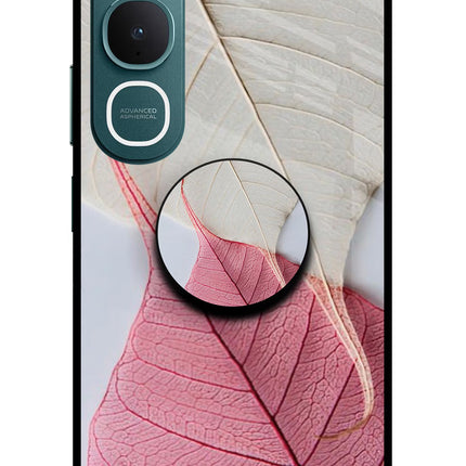 White Pink Leaf Vivo Y31 5G Pop Case by Casekaro