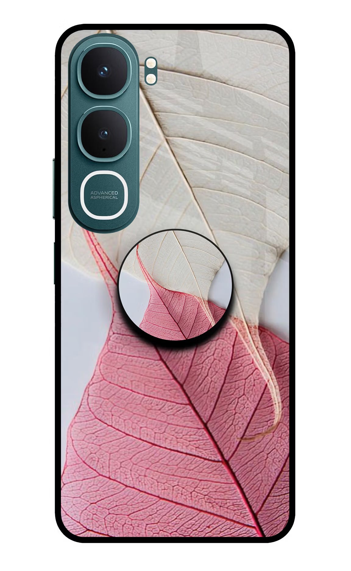 White Pink Leaf Vivo Y31 5G Pop Case by Casekaro