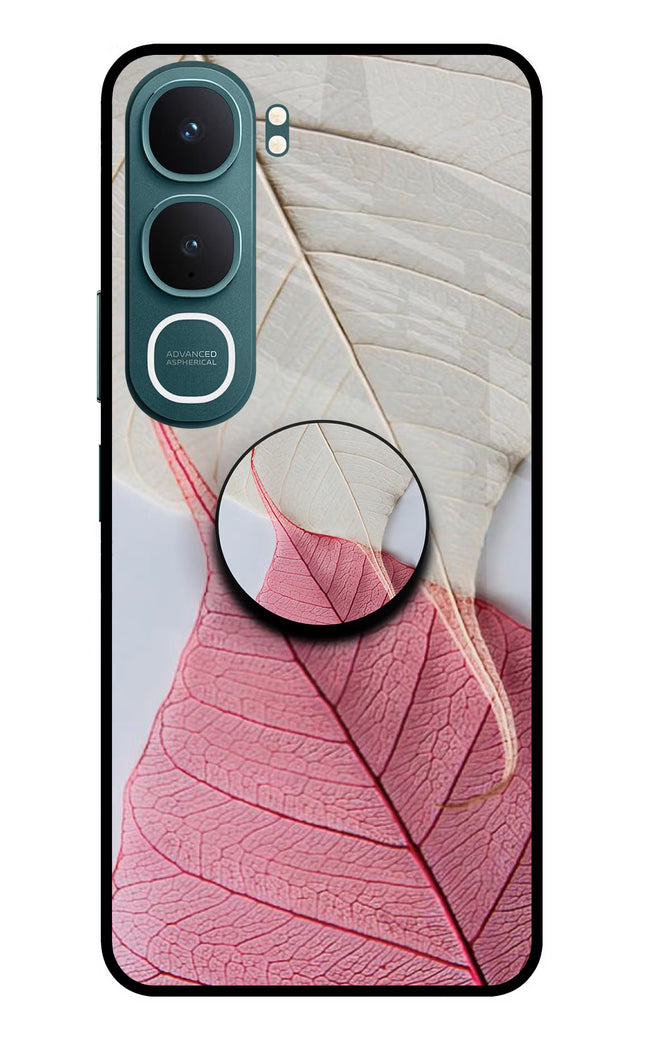 White Pink Leaf Vivo Y31 5G Pop Case by Casekaro