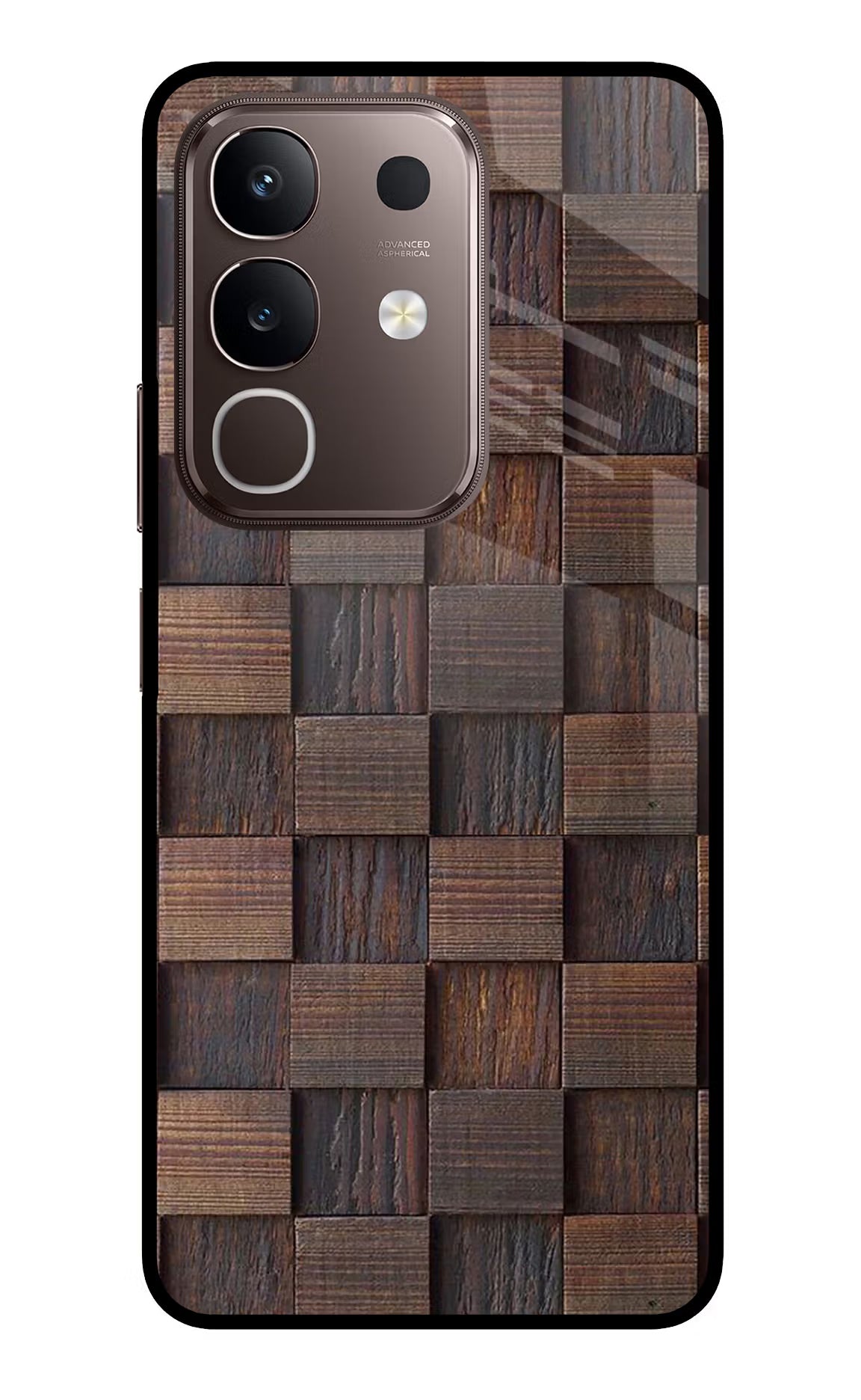Wooden Cube Design Vivo Y31 Pro 5G Glass Case