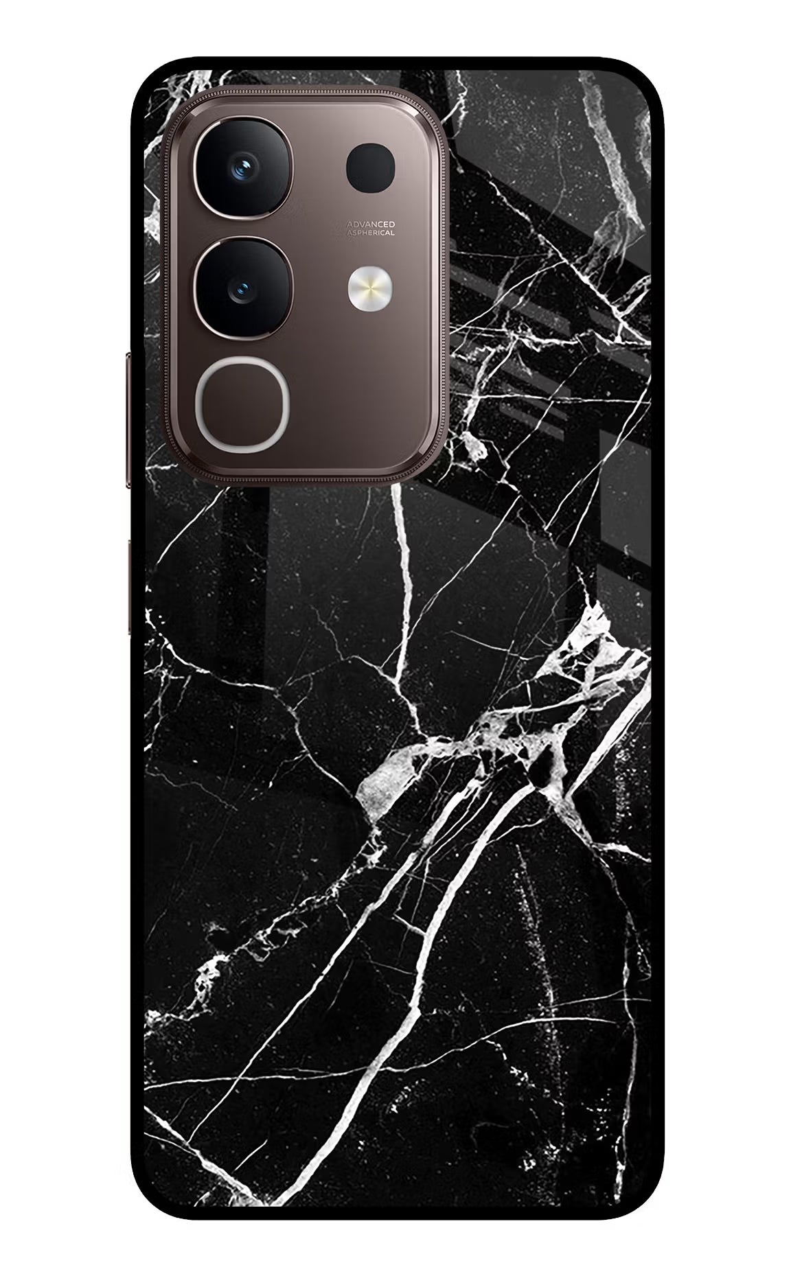 Black Marble Pattern Vivo Y31 Pro 5G Glass Case Back Cover by Casekaro