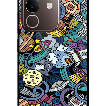 Space Abstract Vivo Y31 Pro 5G Glass Case Back Cover by Casekaro