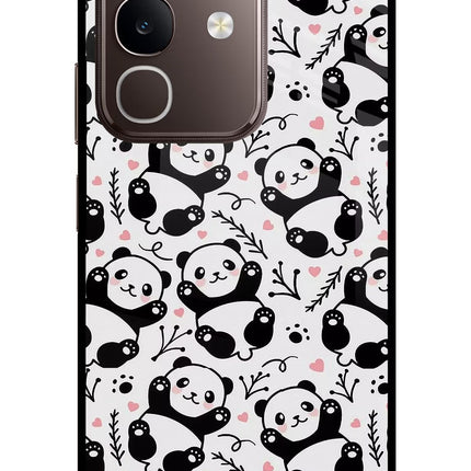 Cute Panda Vivo Y31 Pro 5G Glass Case Back Cover by Casekaro