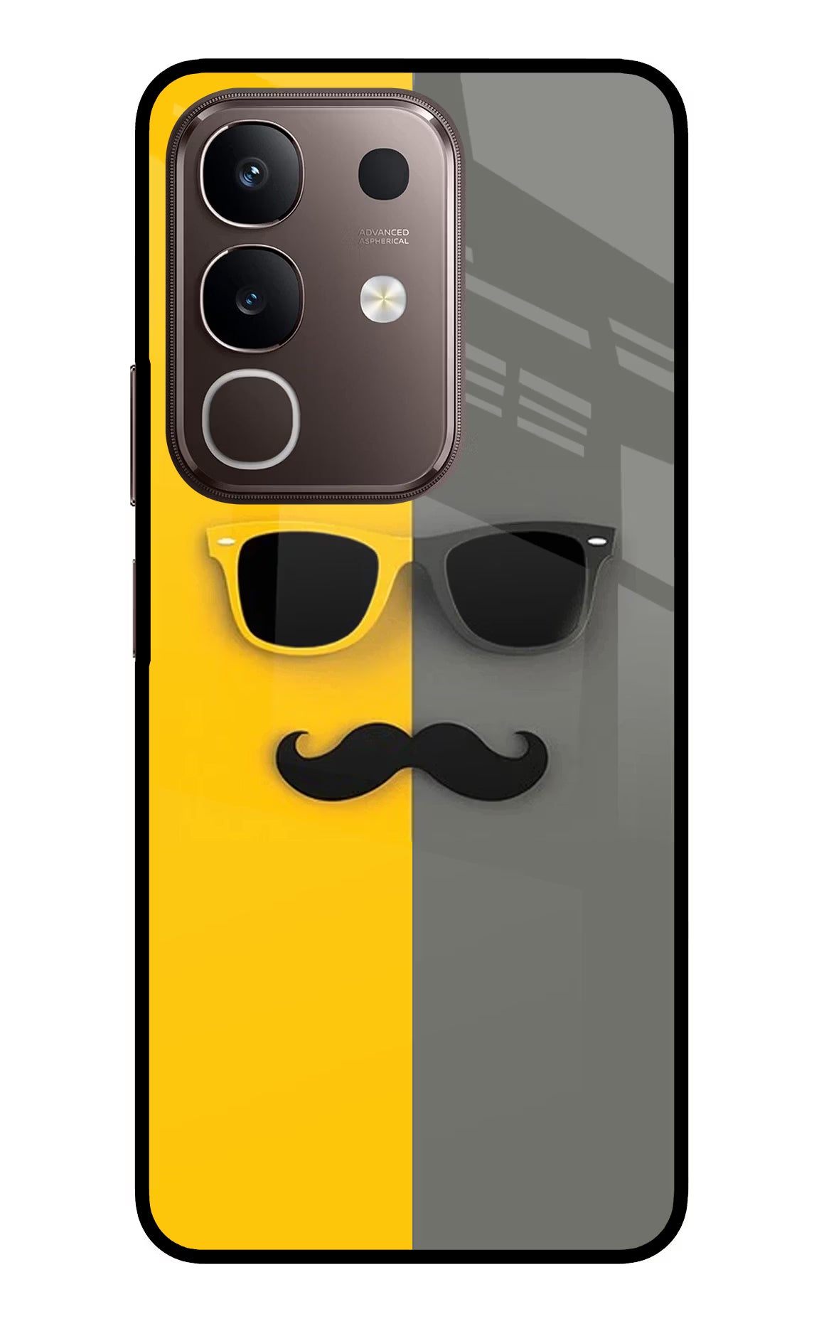 Sunglasses with Mustache Vivo Y31 Pro 5G Glass Case