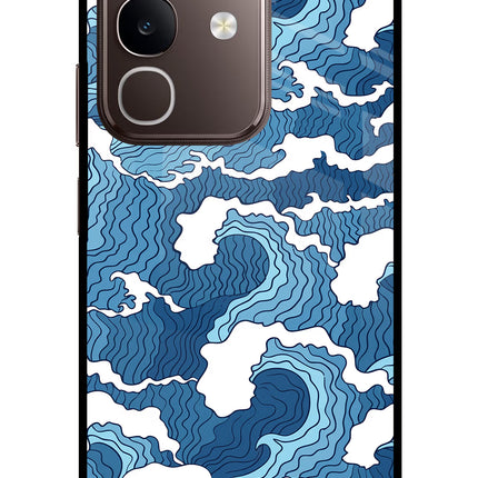 Blue Waves Vivo Y31 Pro 5G Glass Case Back Cover by Casekaro