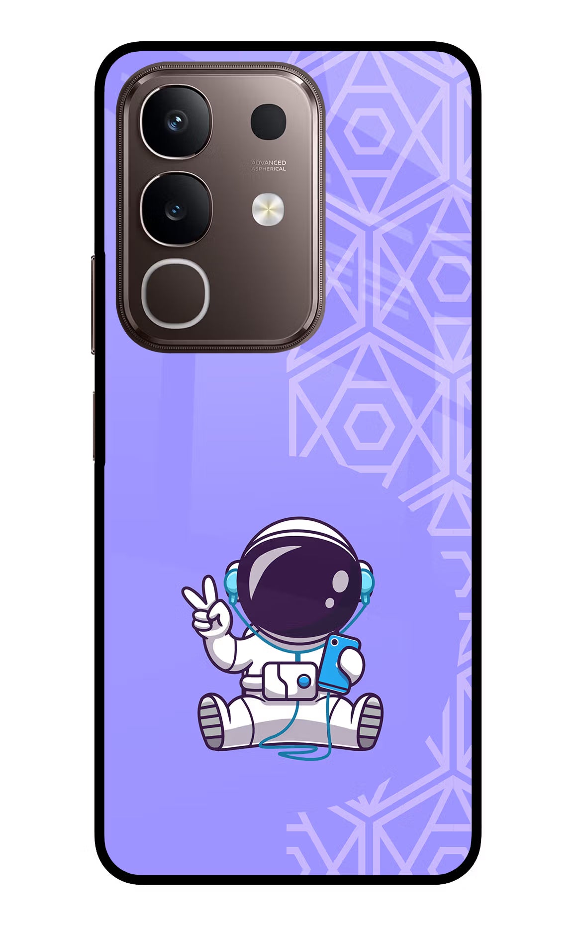 Cute Astronaut Chilling Vivo Y31 Pro 5G Glass Case Back Cover by Casekaro