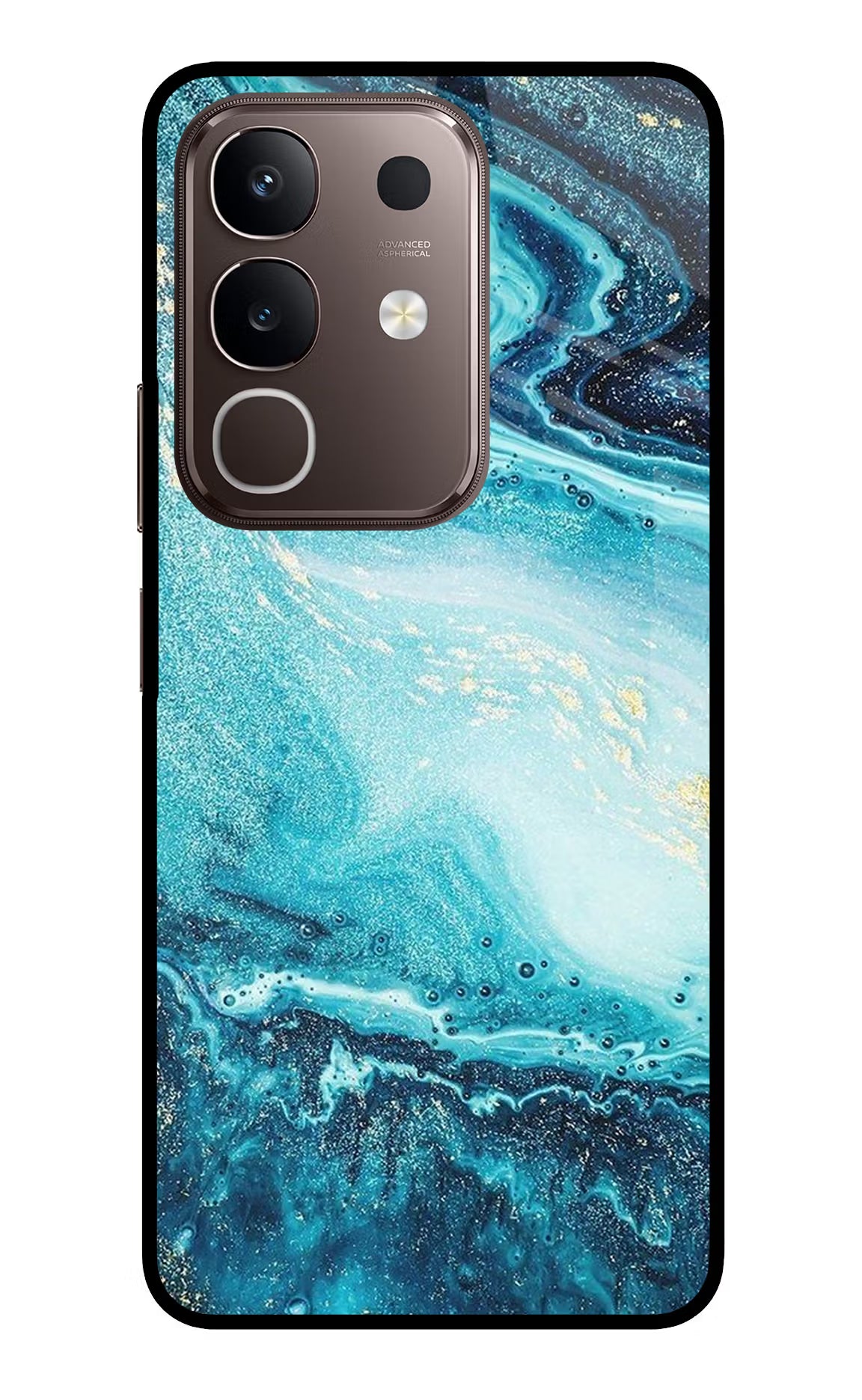 Blue Glitter Marble Vivo Y31 Pro 5G Glass Case