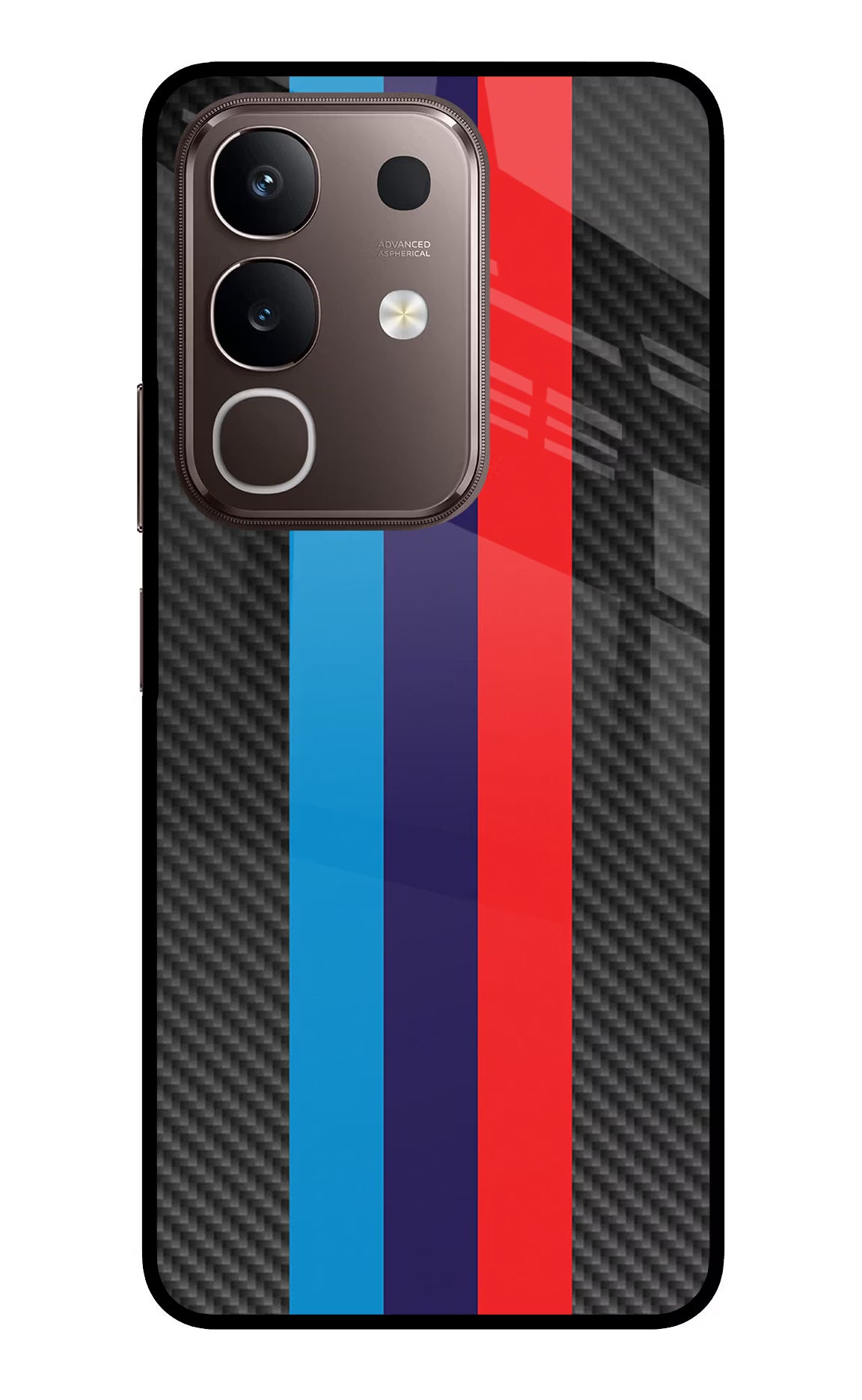 BMW Stripes Pattern Vivo Y31 Pro 5G Glass Case Back Cover by Casekaro