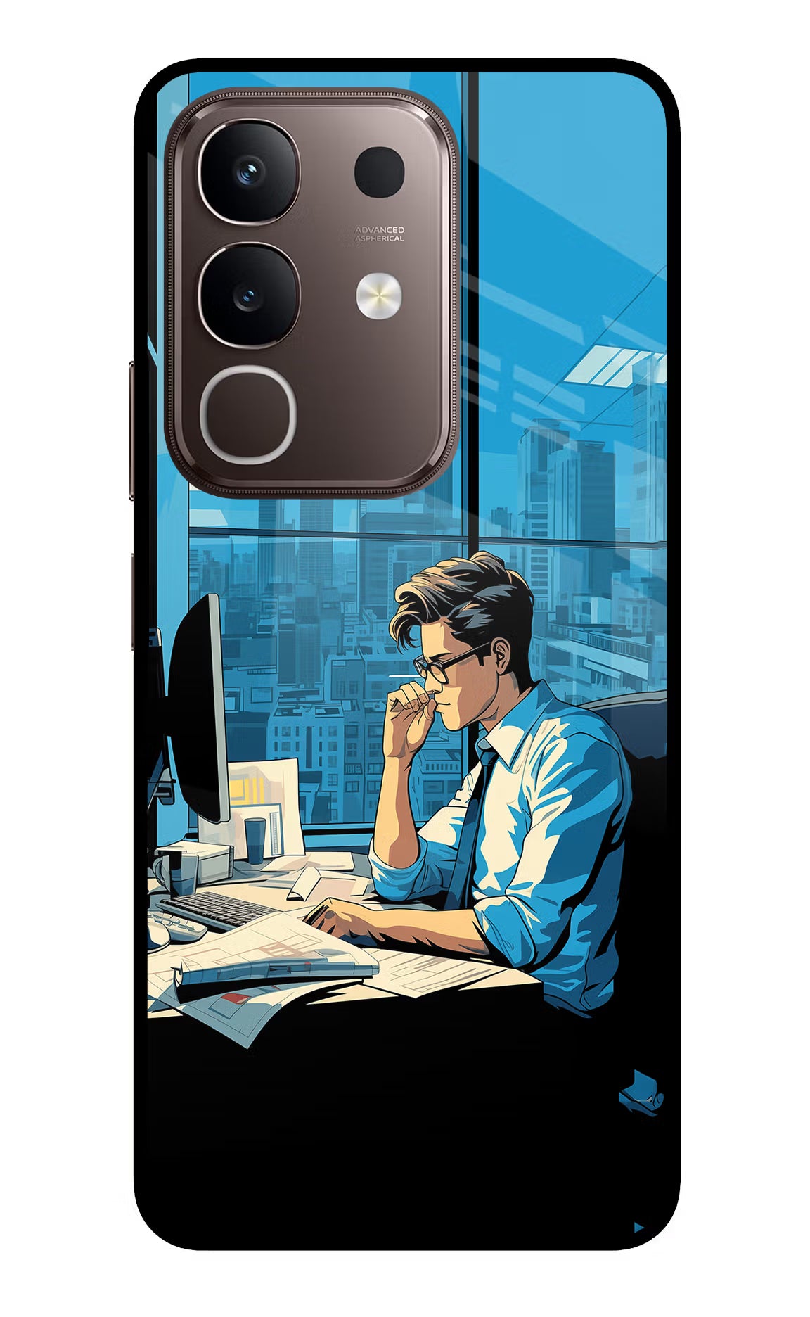 Focused Hustler (AI Generated) Vivo Y31 Pro 5G Glass Case Back Cover by Casekaro