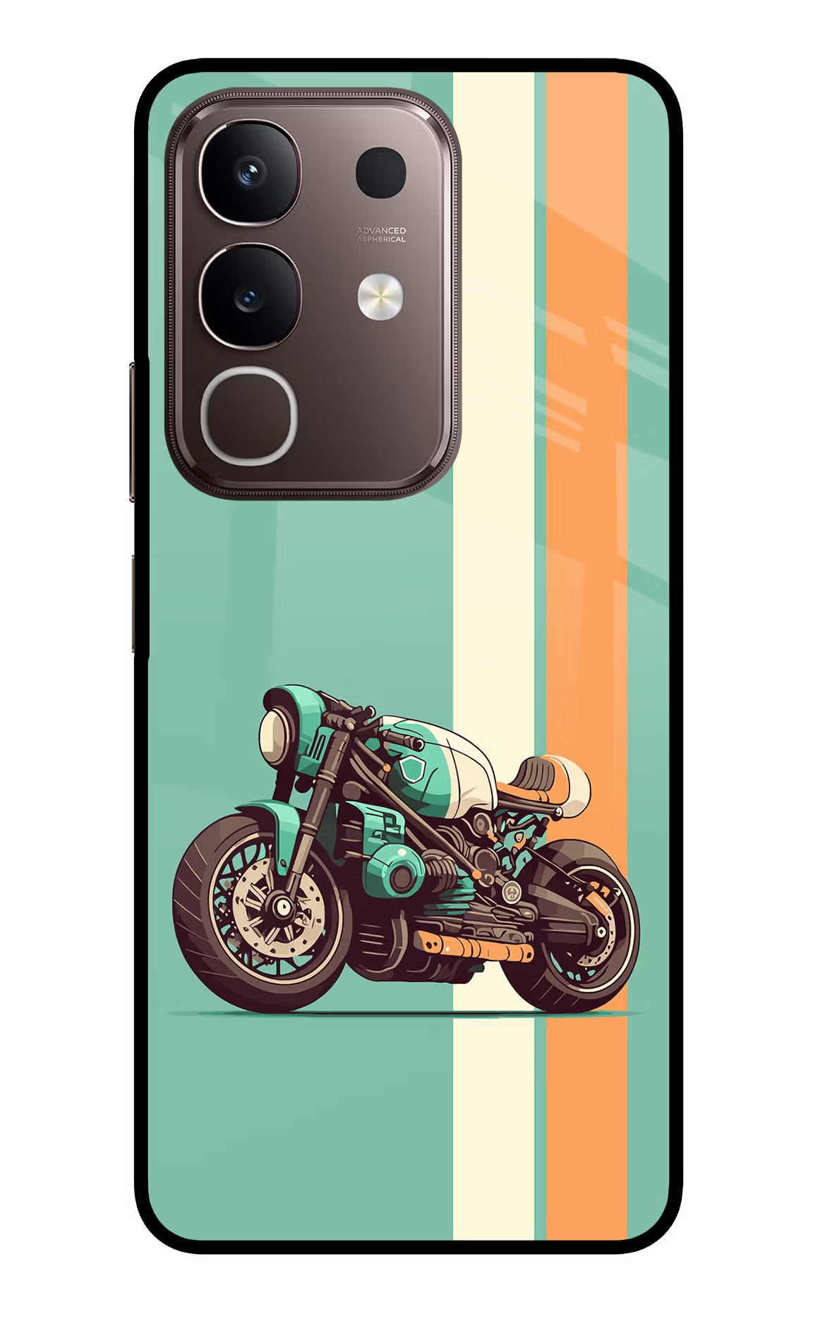 Striped Moto Drift Vivo Y31 Pro 5G Glass Case Back Cover by Casekaro
