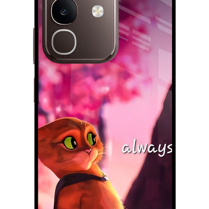 Always Cat Vivo Y31 Pro 5G Glass Case Back Cover by Casekaro