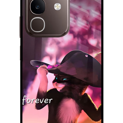 Forever Cat Vivo Y31 Pro 5G Glass Case Back Cover by Casekaro