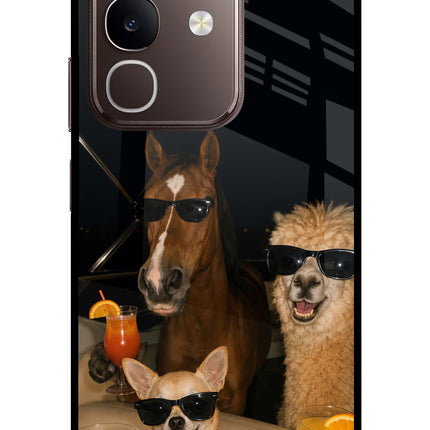 Party Squad Vivo Y31 Pro 5G Glass Case Back Cover by Casekaro