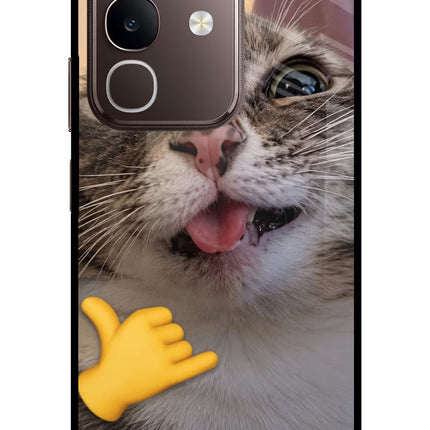 Silly Cat Call Vivo Y31 Pro 5G Glass Case Back Cover by Casekaro